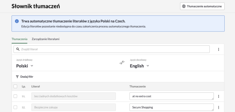 tłumaczenia sklepu 