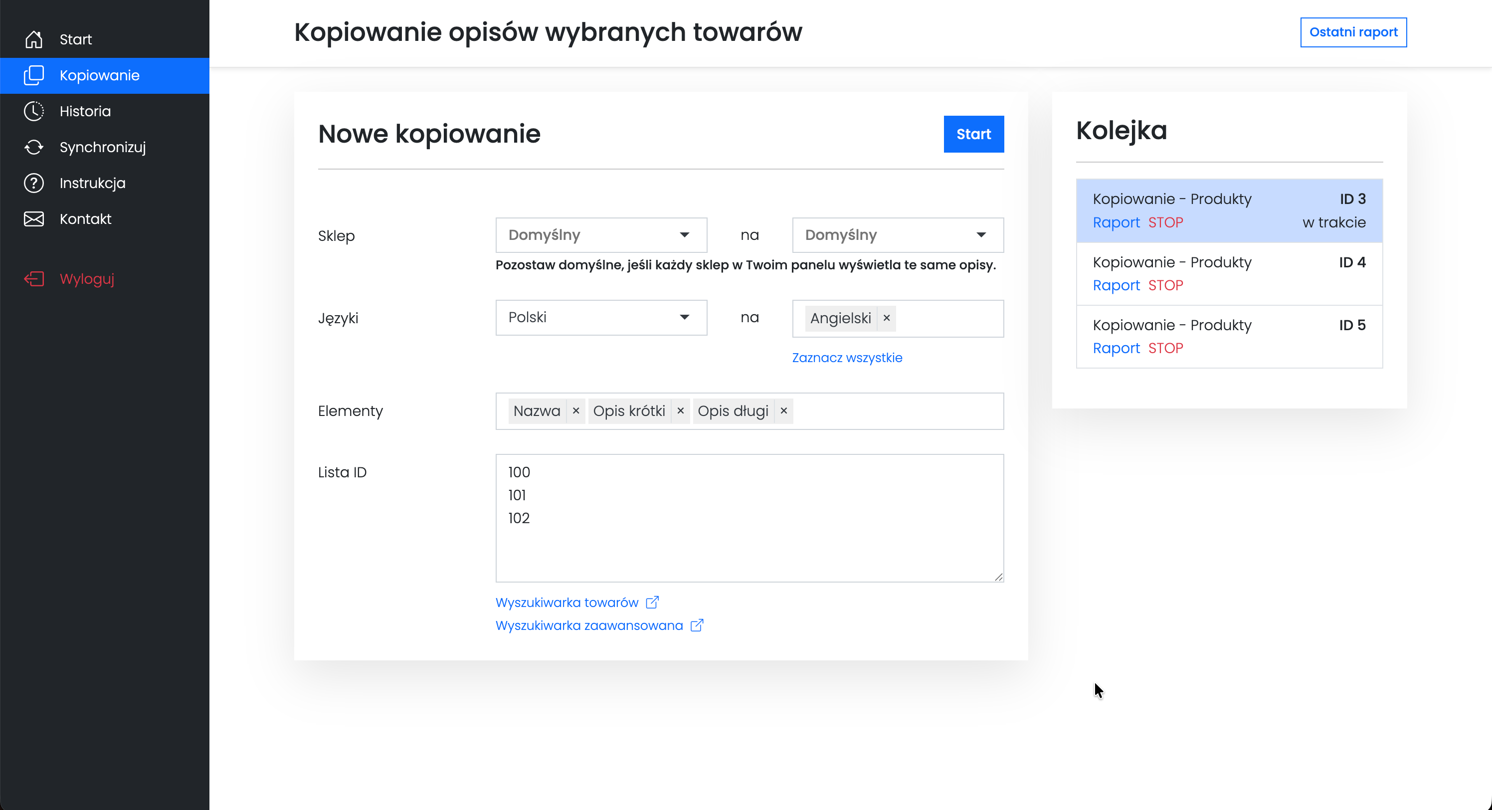 kopiowanie opisow